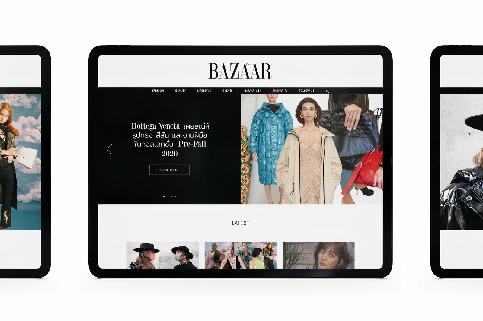 Design and create a new website for Harper's Bazaar Thailand to accommodate a growing readership, as well as to incorporate advertising and introduce new features to the website.