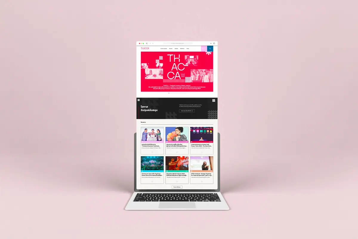 Designed and developed the central digital platform for THACCA, Thailand's creative culture agency, covering 11 soft power industries with CMS, showcase, grant applications, fund management, and committee review dashboards.