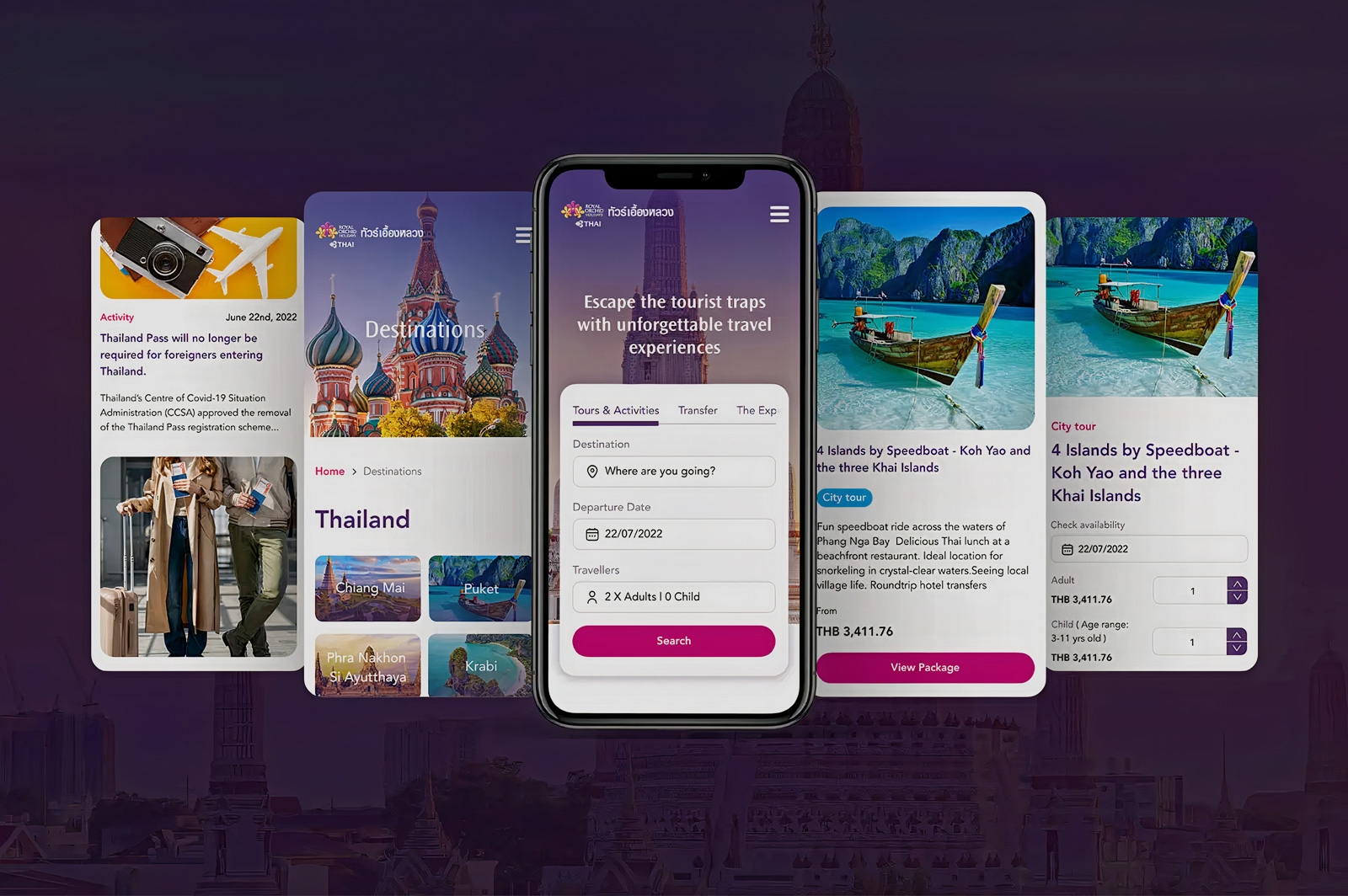 ออกแบบอินเตอร์เฟซใหม่สำหรับ Royal Orchid Holidays ซึ่งเป็นธุรกิจในเครือของการบินไทย