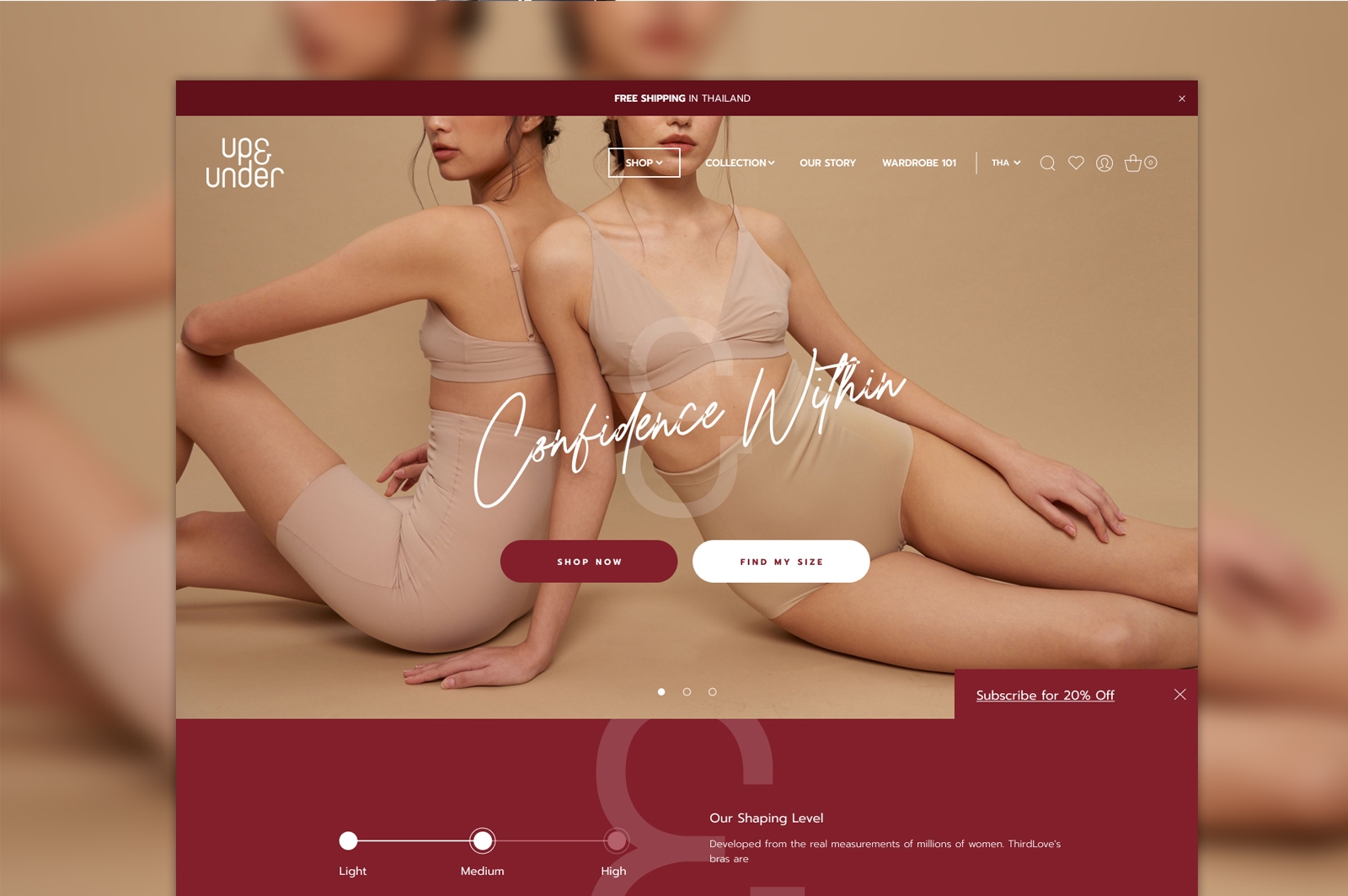 ออกแบบและพัฒนาเว็บไซต์ e-commerce สำหรับแบรนด์ชุดกระชับสัดส่วน